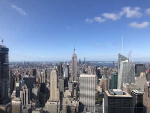 A panoramic view of a city skyline featuring various engineering marvels.