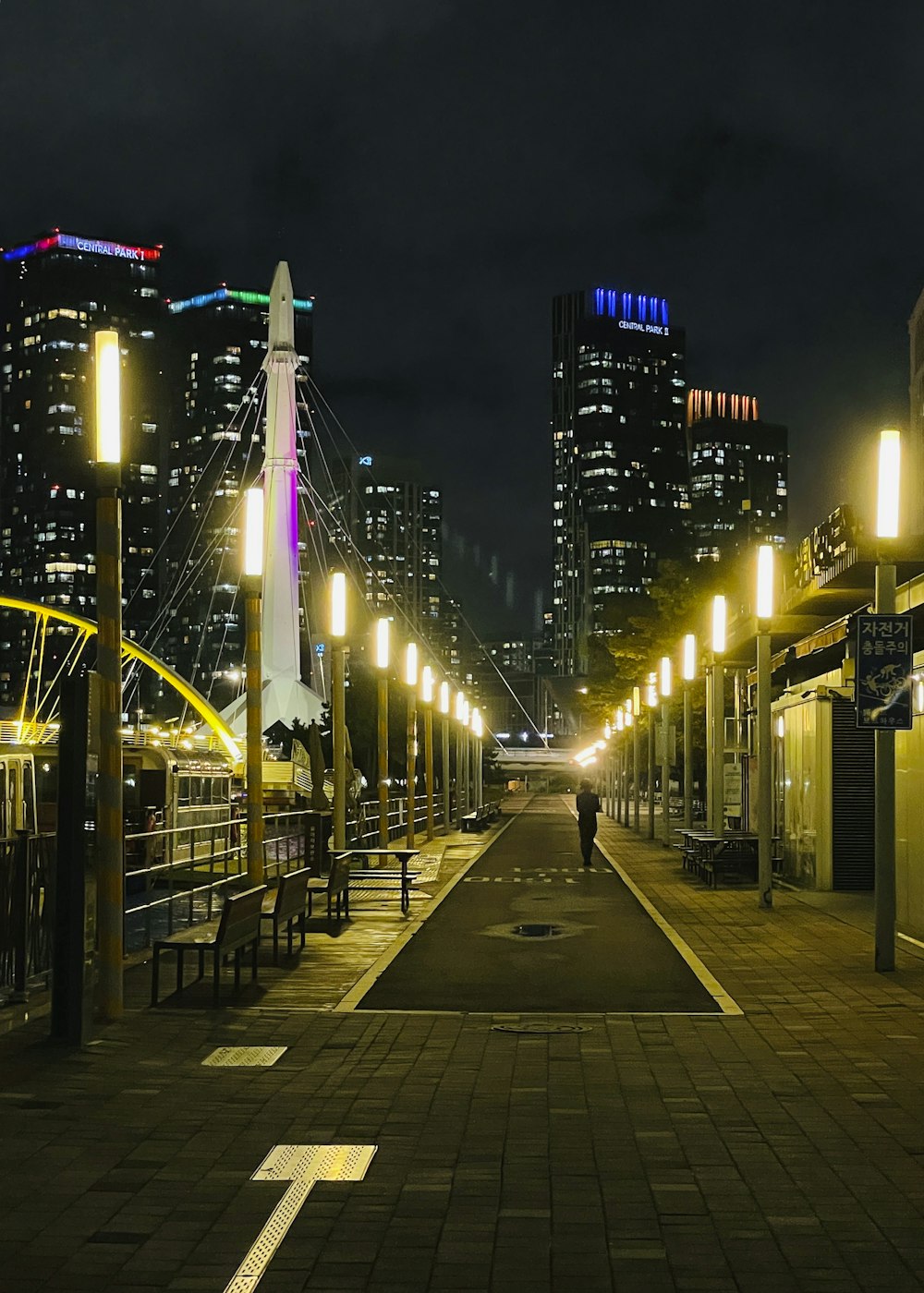 a city street at night