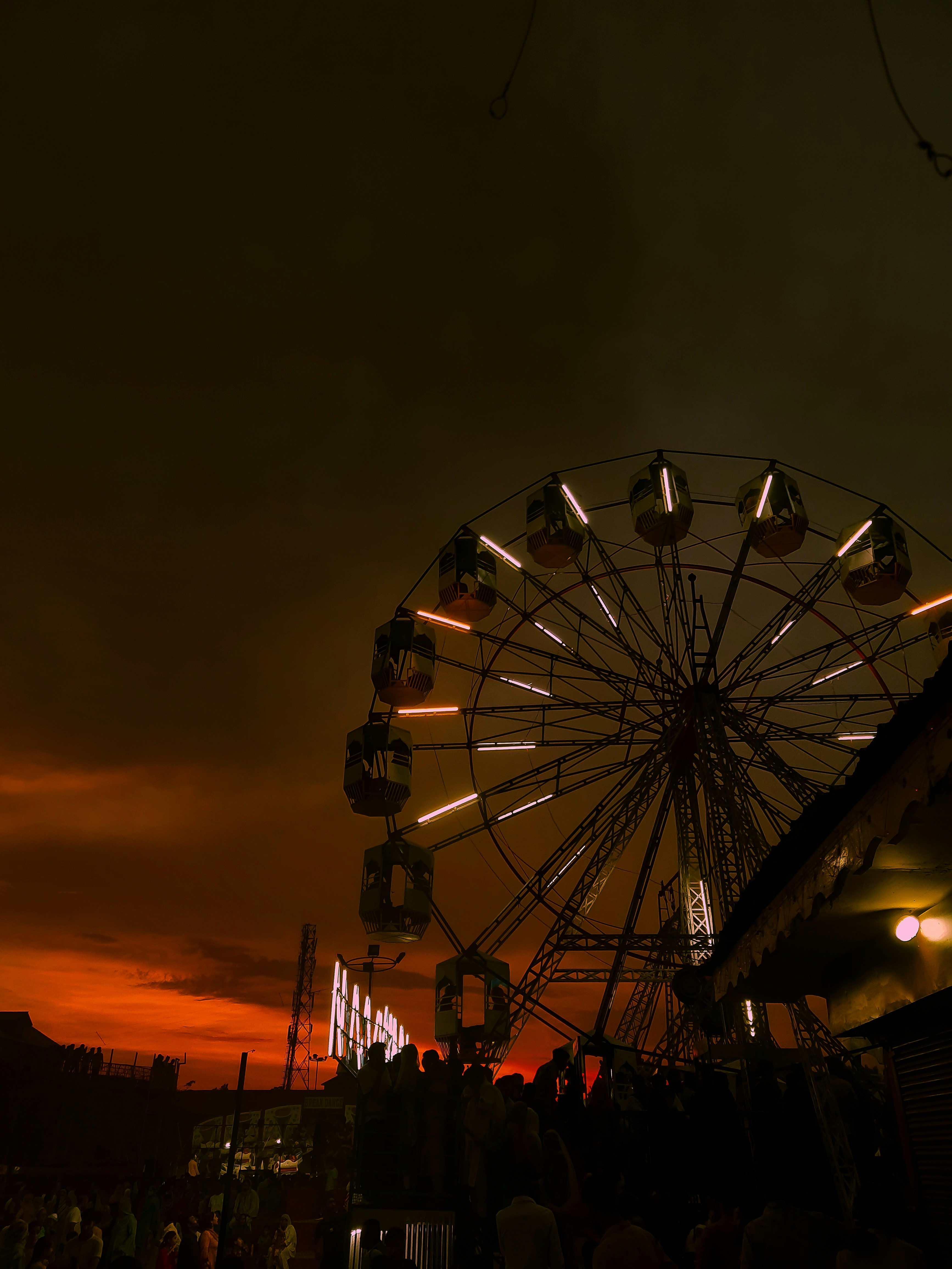 a ferris wheel at night