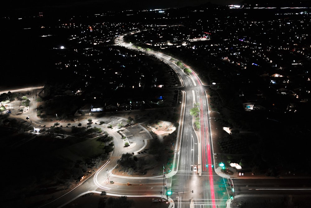 a city street at night