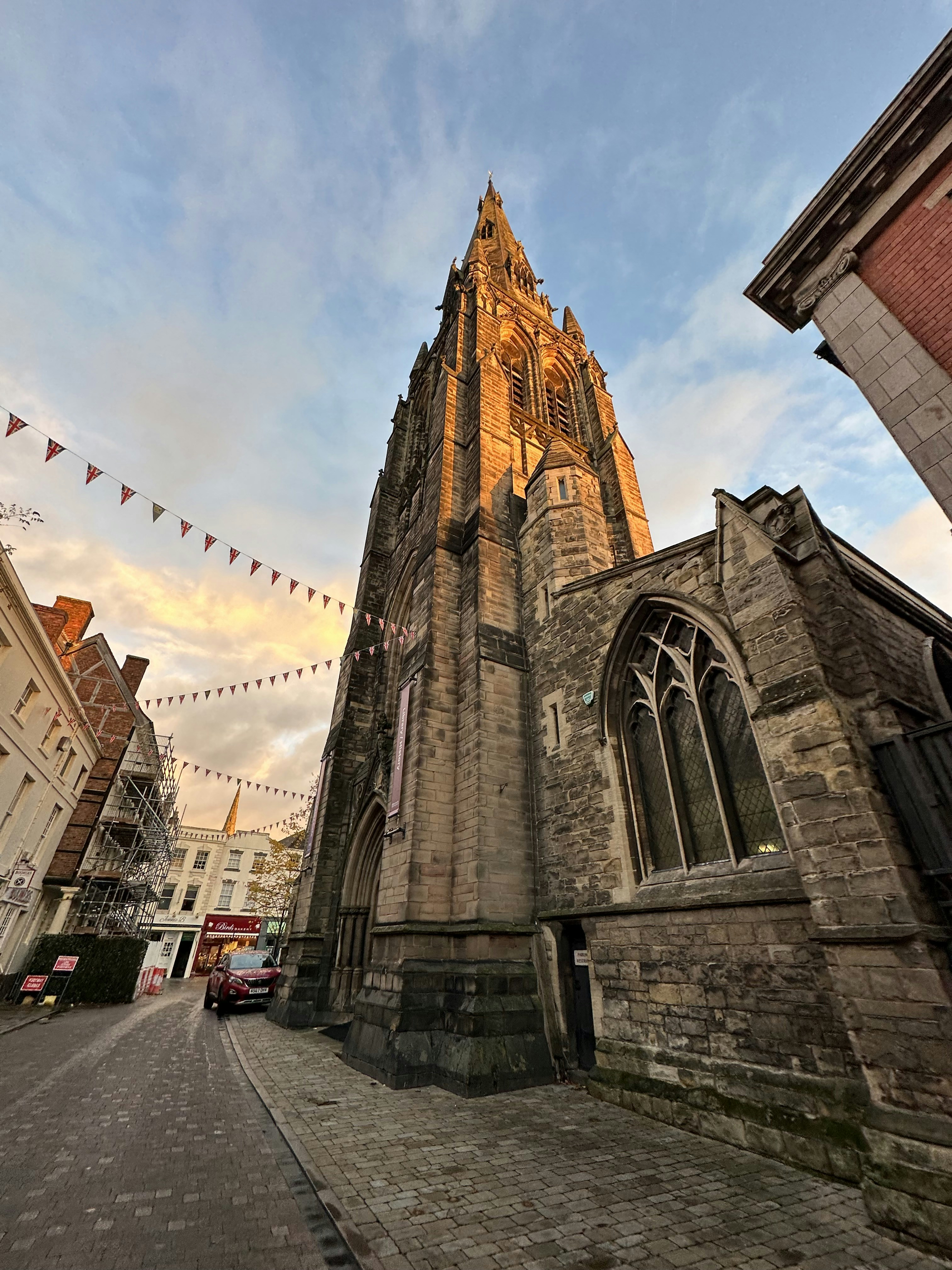 a stone building with a tower