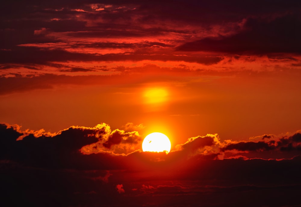 a sunset with clouds