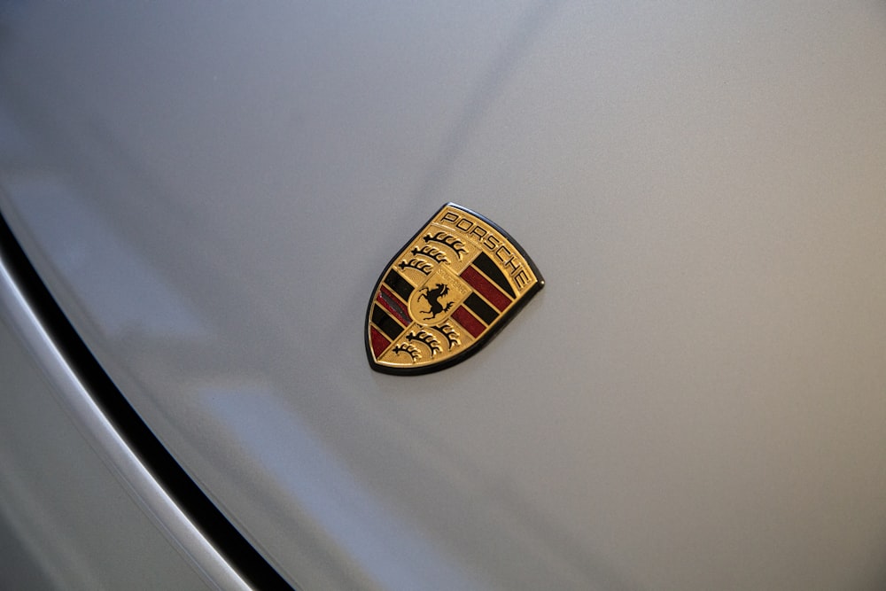 a close up of a car logo
