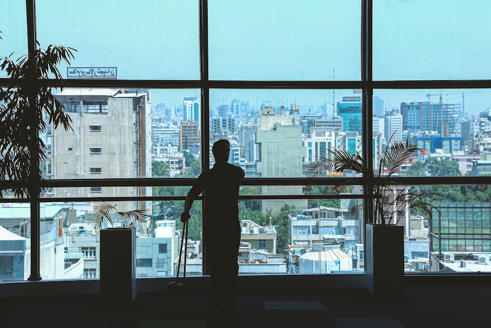 a person standing on a balcony