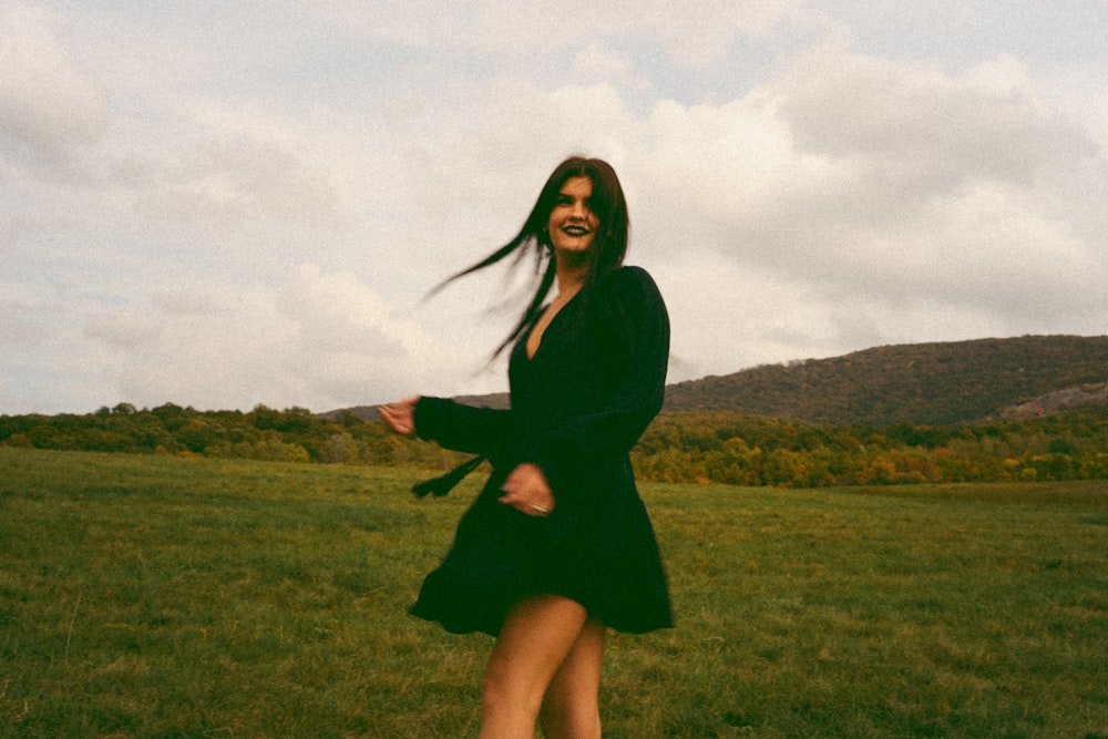 a woman in a green dress