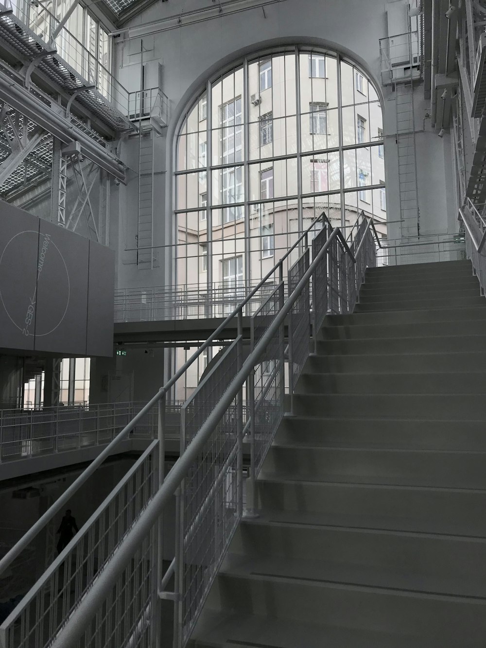 a staircase in a building