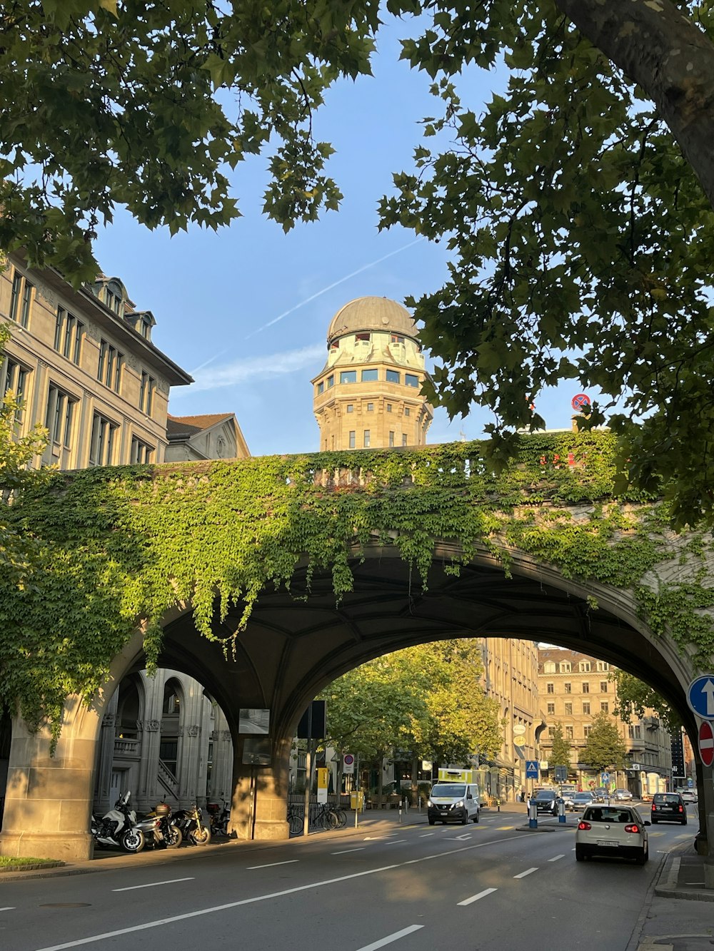 a bridge over a road