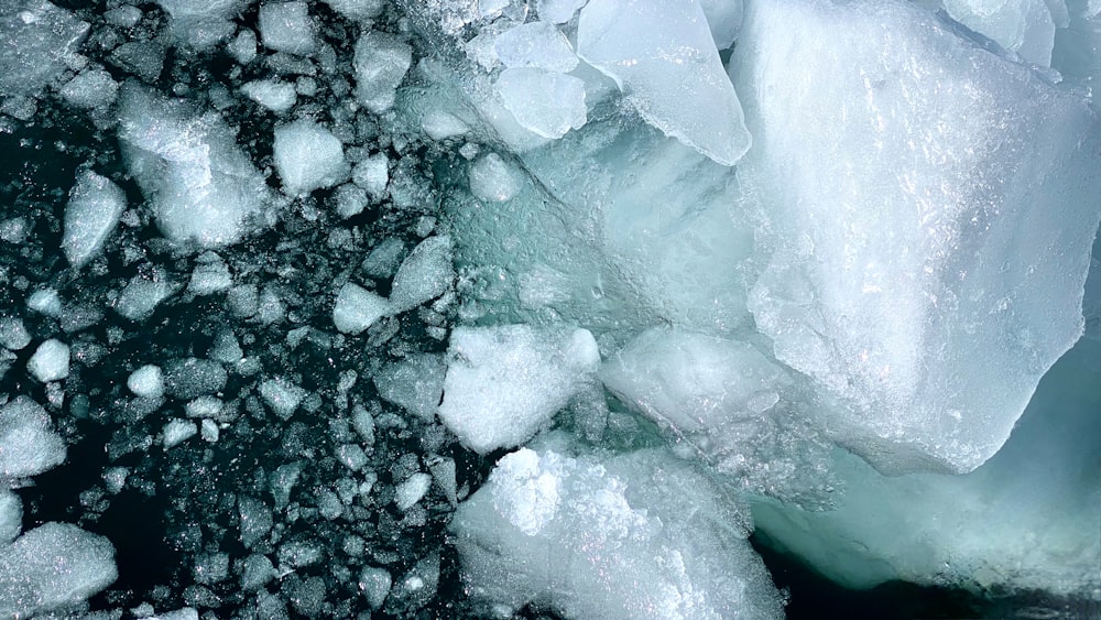 a close-up of some ice
