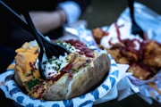 a sandwich with meat and vegetables