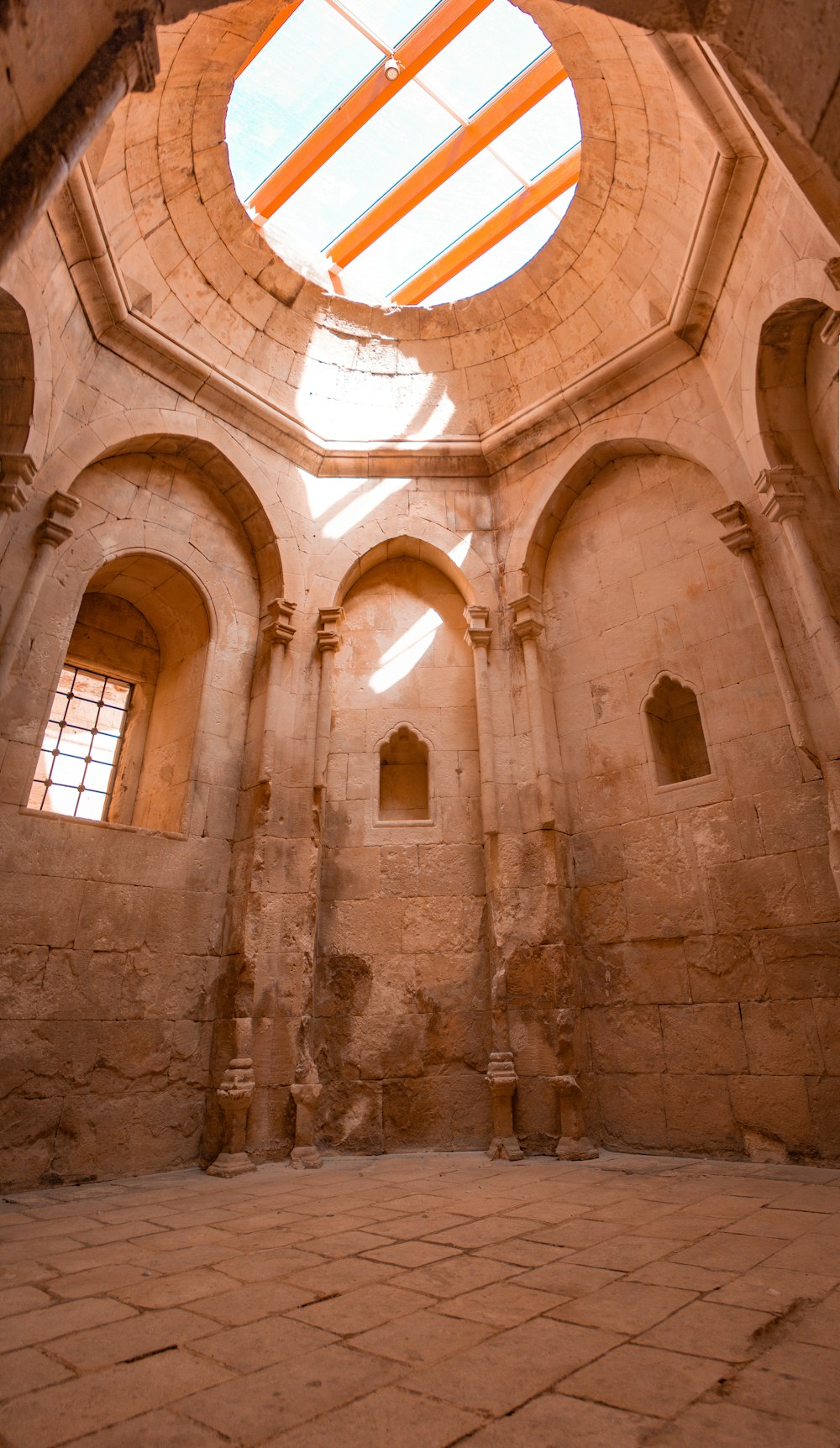 a building with a large arched doorway