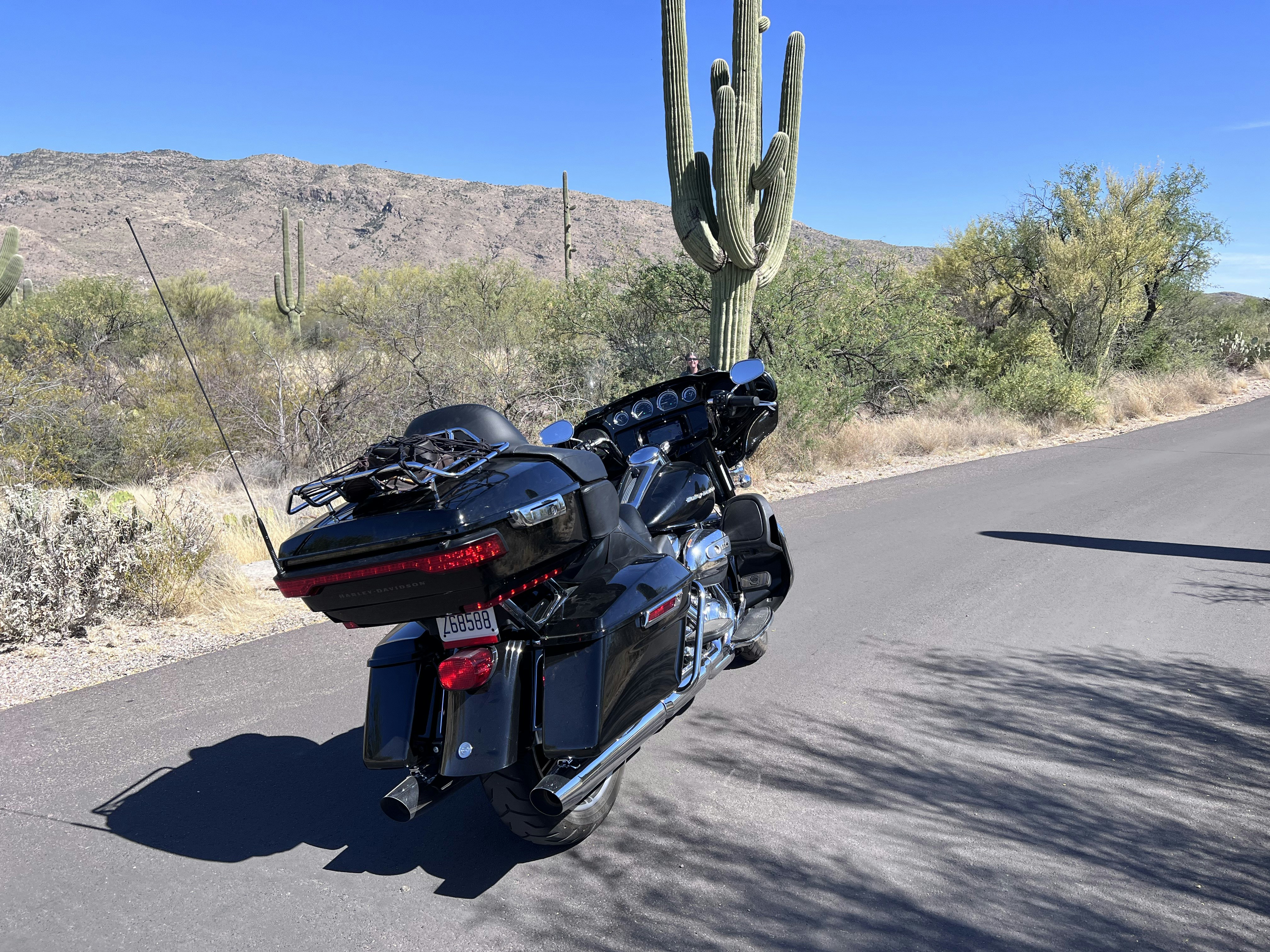 a motorcycle parked on a road