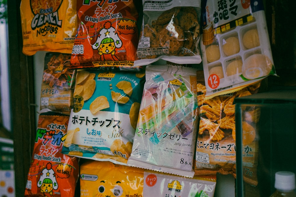 bags of food on a shelf