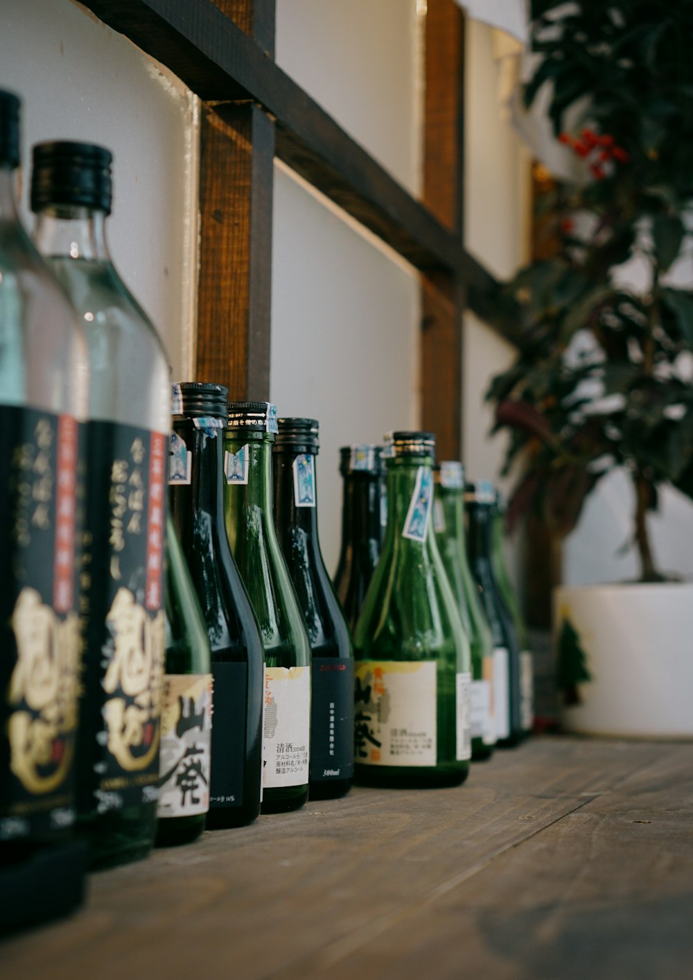 a group of bottles on a table