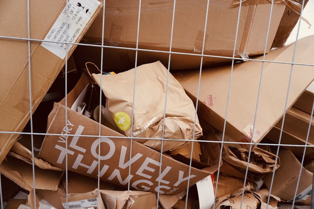 a group of cardboard boxes