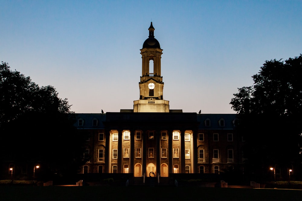 a large building with a clock tower