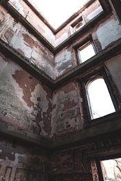 a building with broken windows