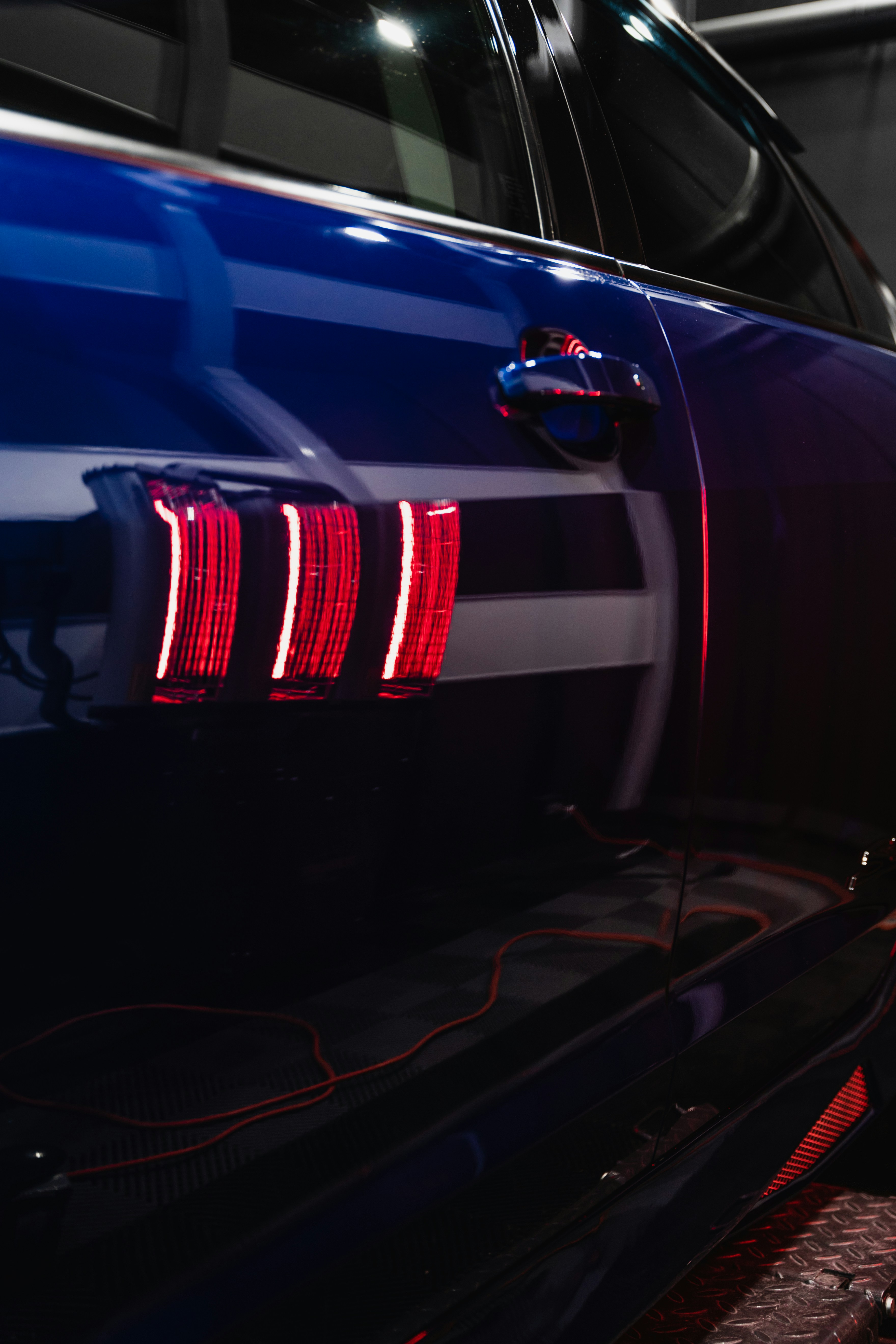 the back of a car with red lights