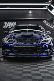 a blue sports car