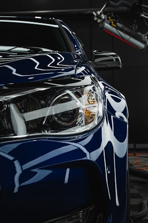 a close up of a sports car