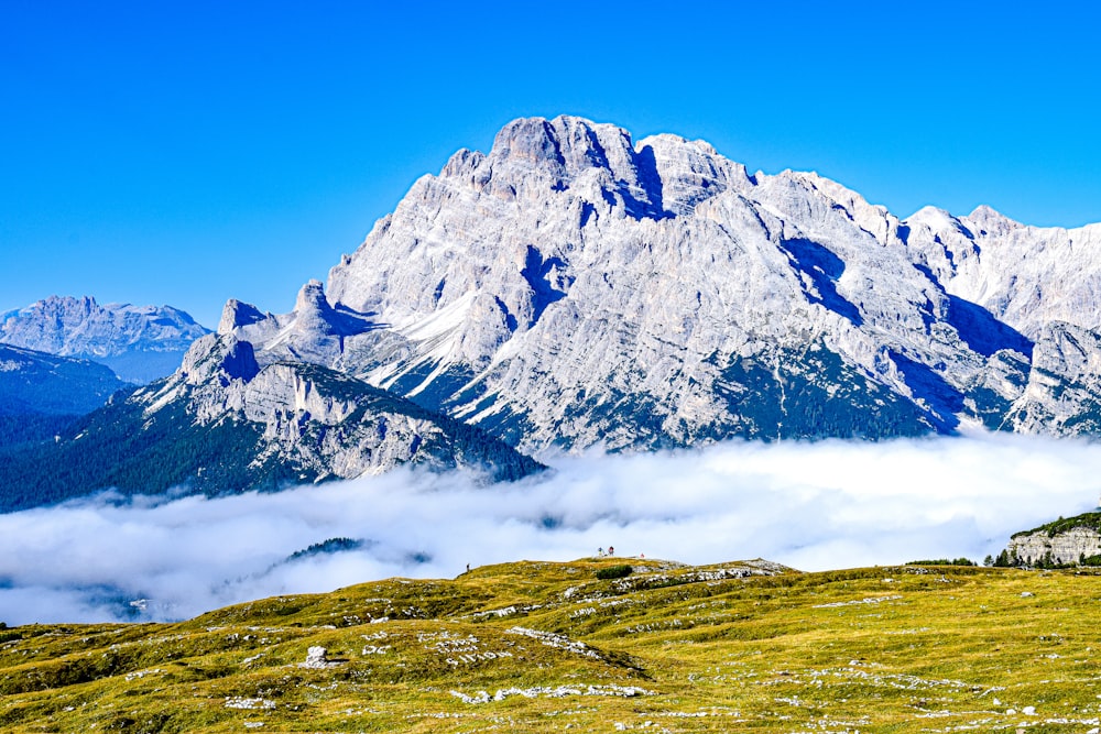 a mountain with snow