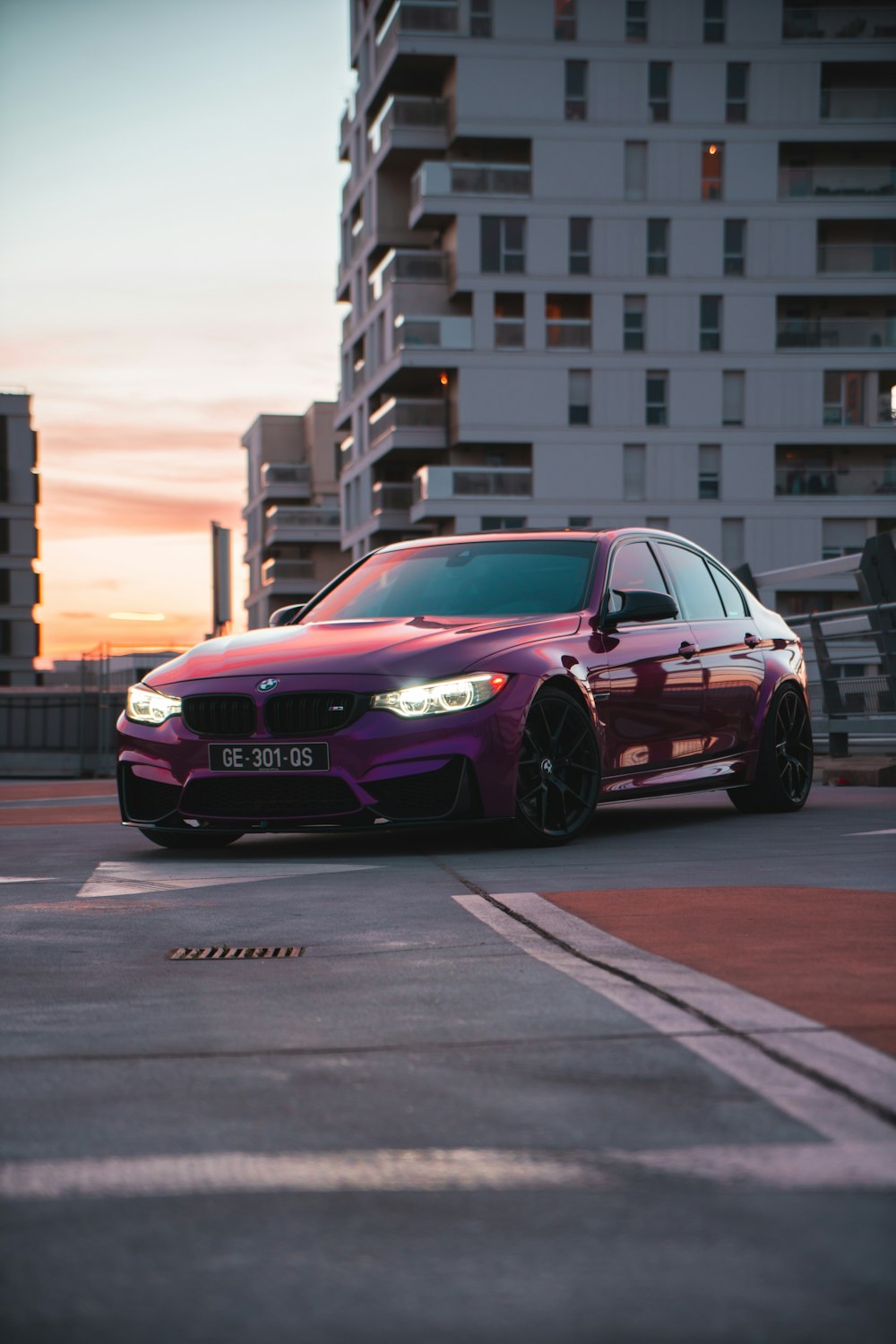 a car parked in front of a building