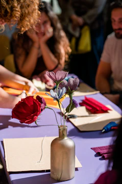 a vase of flowers on a table
