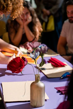 a vase of flowers on a table