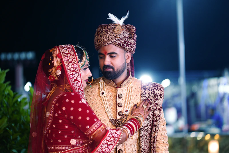 Couple in traditional Indian attire, celebrating culture