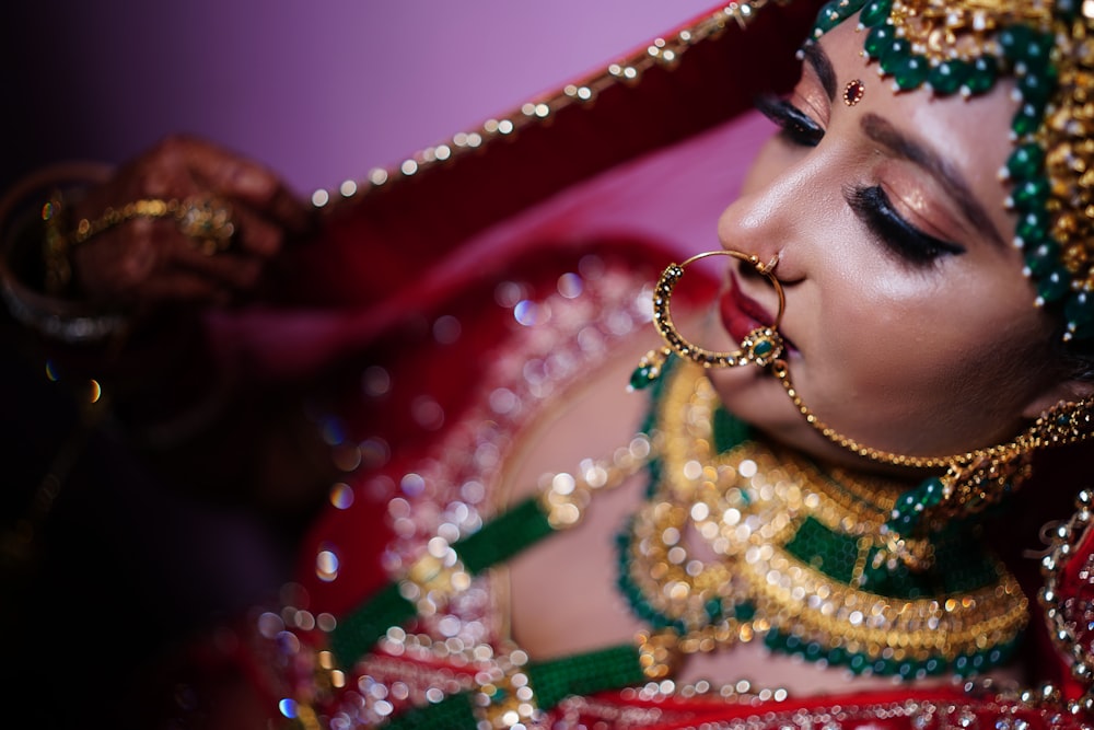 a person wearing a colorful necklace