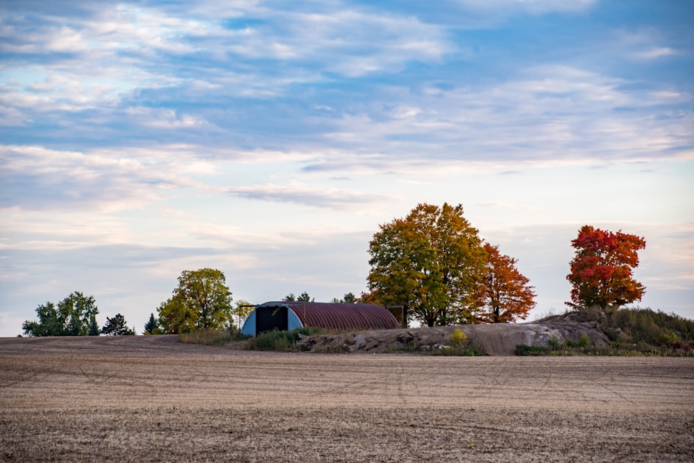 a barn in a field