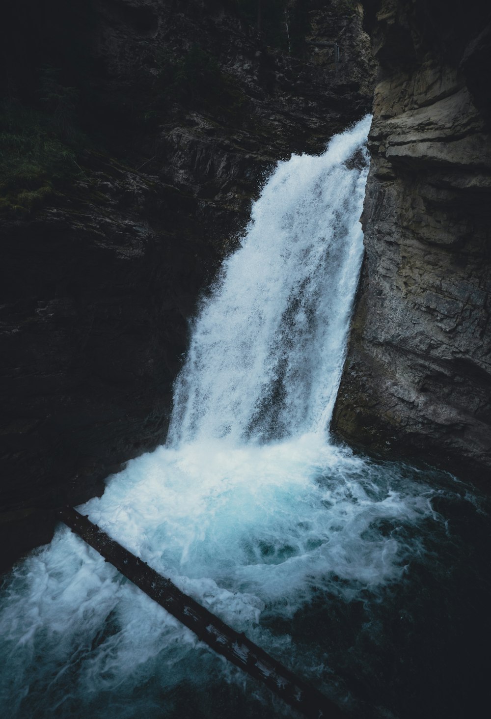 a waterfall in a cave