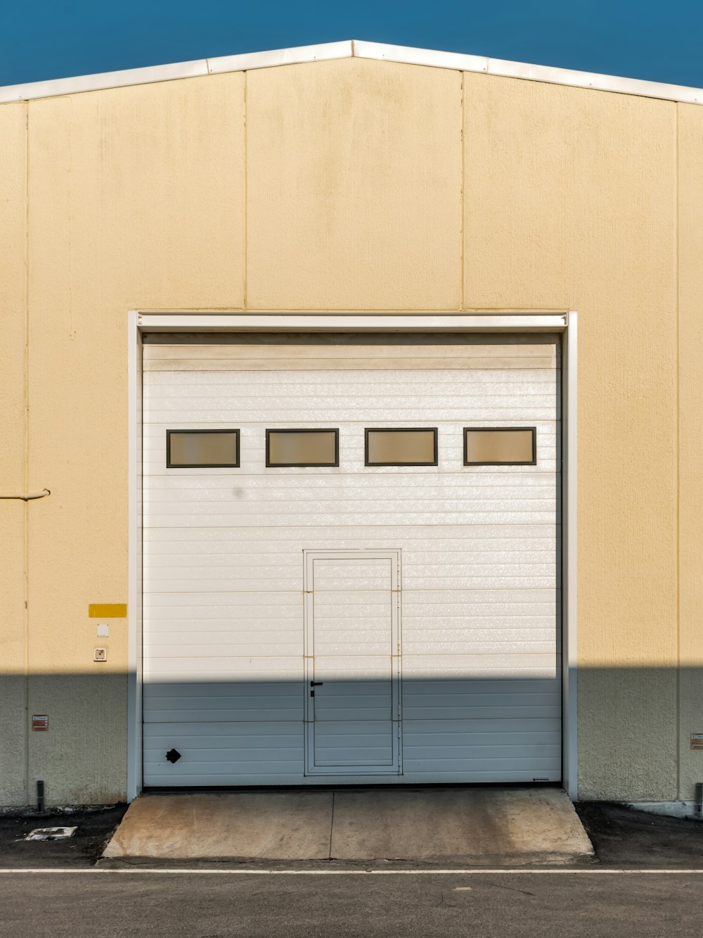 a garage door with a window