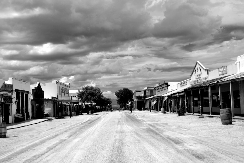 a road with buildings on the side