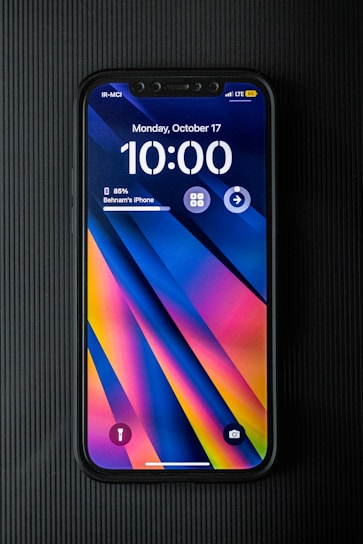 a blue and white smartphone