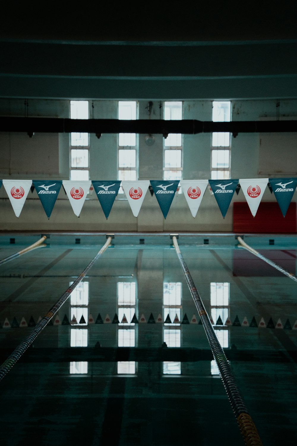 a group of flags from a building