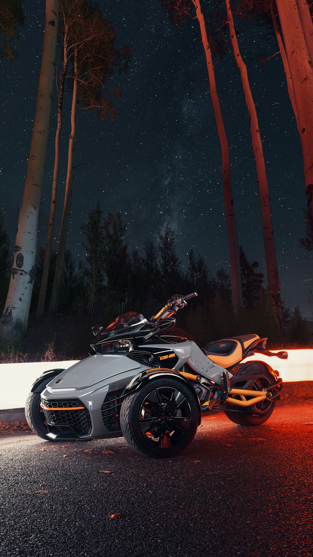 a motorcycle parked in front of a fire