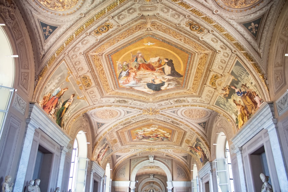 a painting on the ceiling of a building