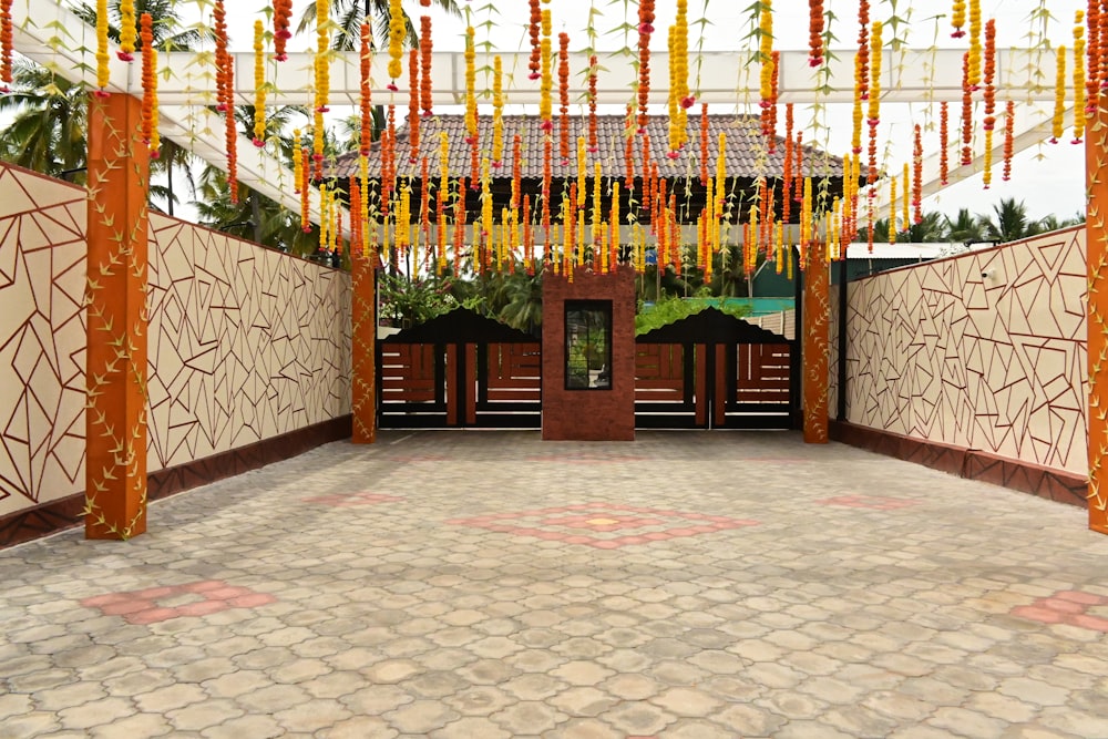 a gated entrance to a building