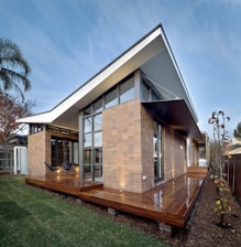 a house with a glass front