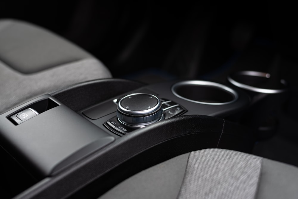 a close up of a car steering wheel