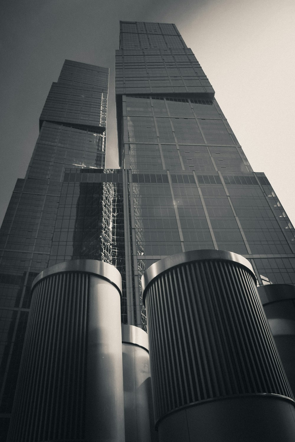 a low angle view of tall buildings