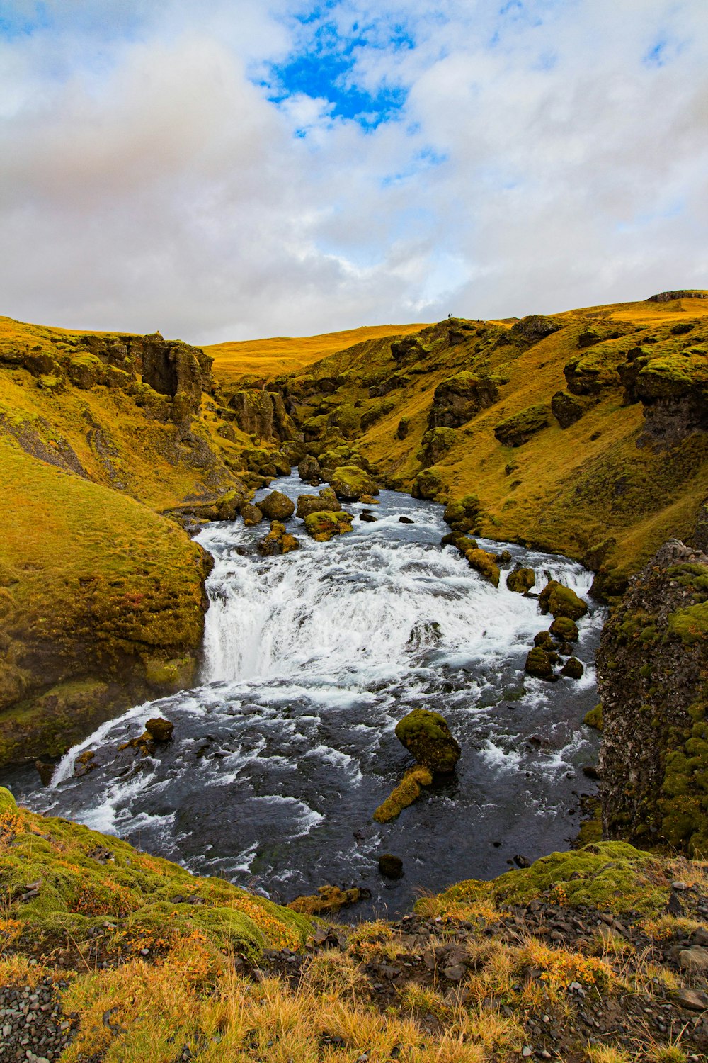 a river flowing through a valley