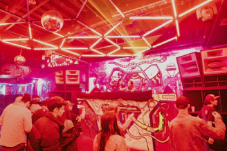 a group of people in a room