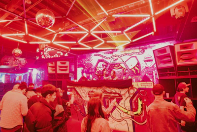 a group of people in a room
