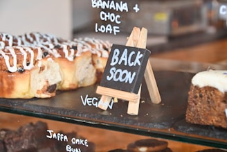 a group of pastries on a black surface