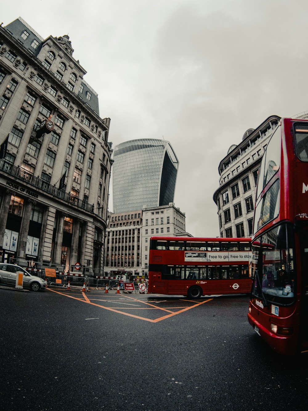 double decker buses on the street