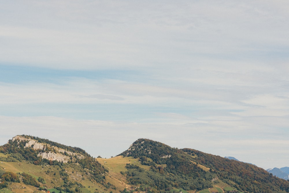 a landscape with hills and trees