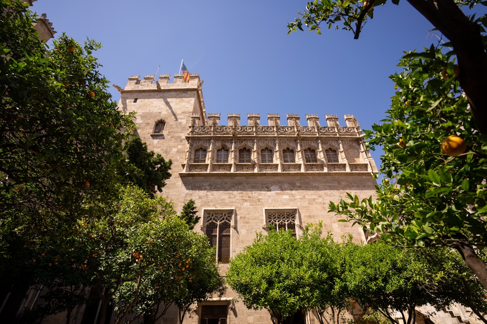 a building with trees in front of it