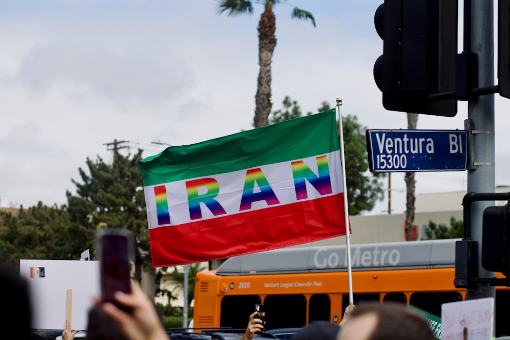 a flag on a pole