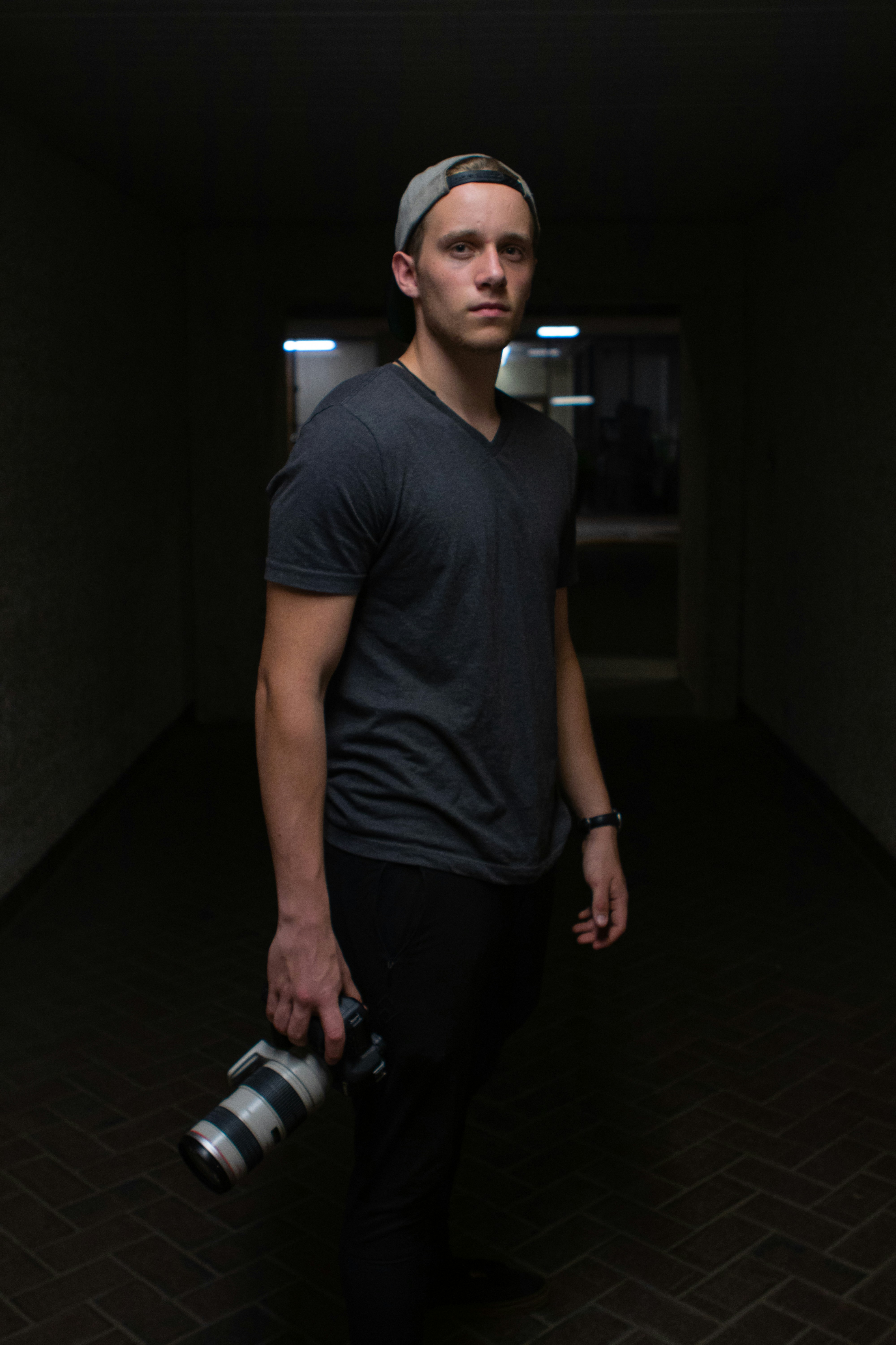 a man holding a camera